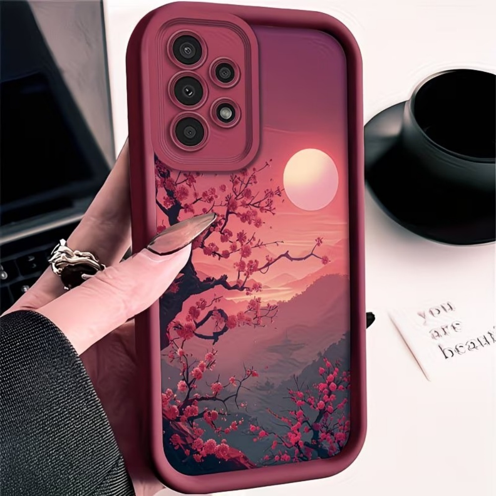 Phone Accessories Red - Capa Antichoque Vermelha Sunset Mountain Peak