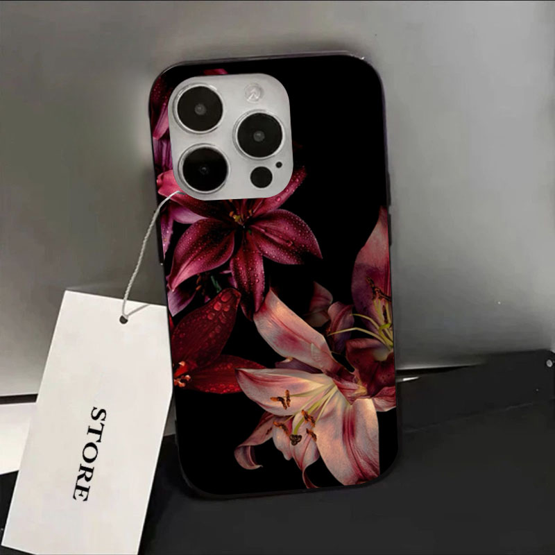Phone Accessories Red - Elegante flor de lírio vermelho caso