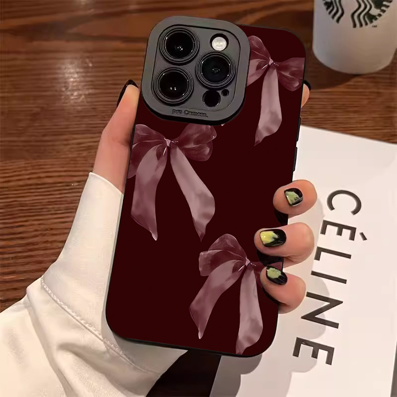 Phone Accessories Red - Vinho tinto bowknot padrão caso de