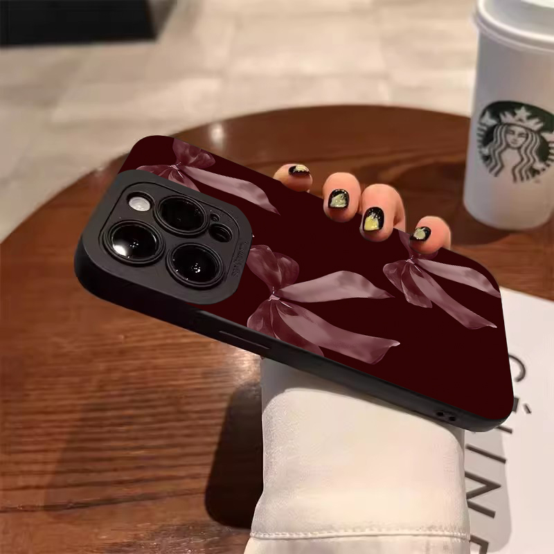 Vinho tinto bowknot padrão cas - Phone Accessories Red avaliação e preço