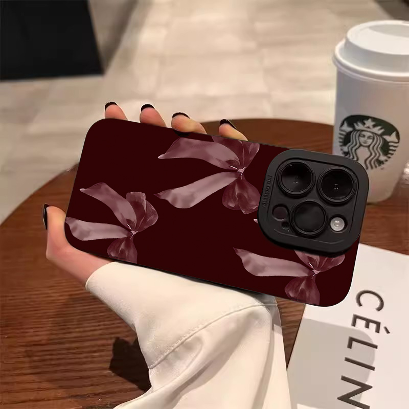 Vinho tinto bowknot padrão cas - Phone Accessories Red avaliação e preço
