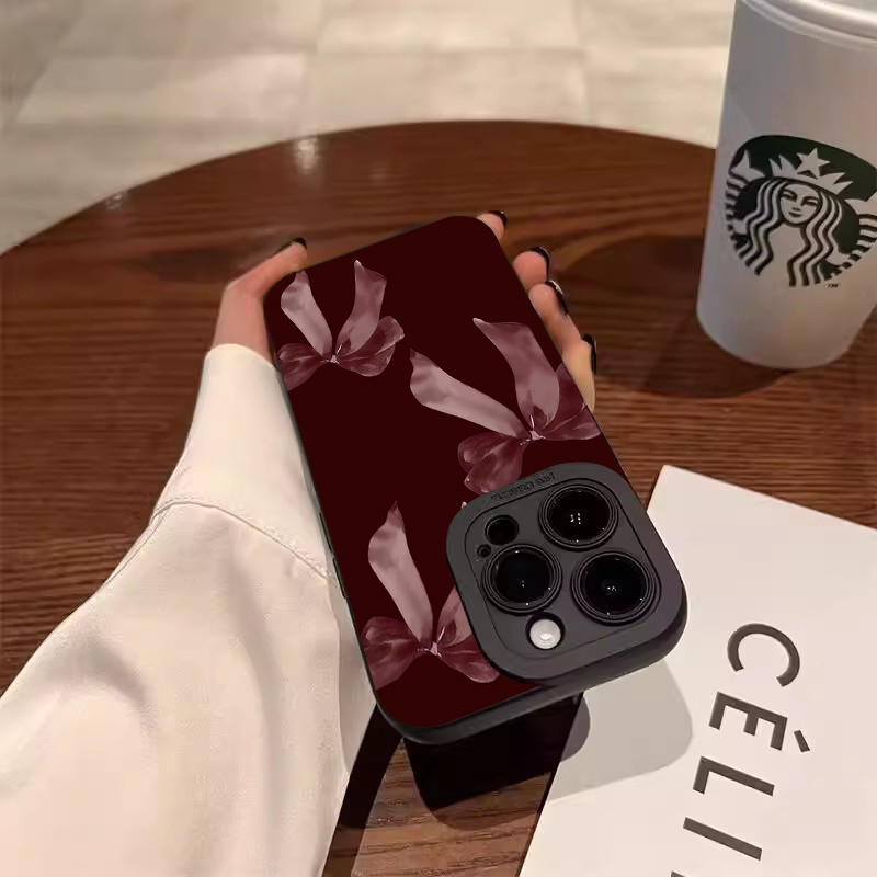 Vinho tinto bowknot padrão cas - Phone Accessories Red avaliação e preço